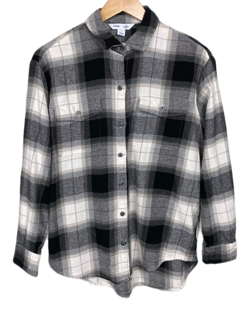 Old Navy The Boyfriend Shirt Plaid Button Down Flannel Women’s Size Medium